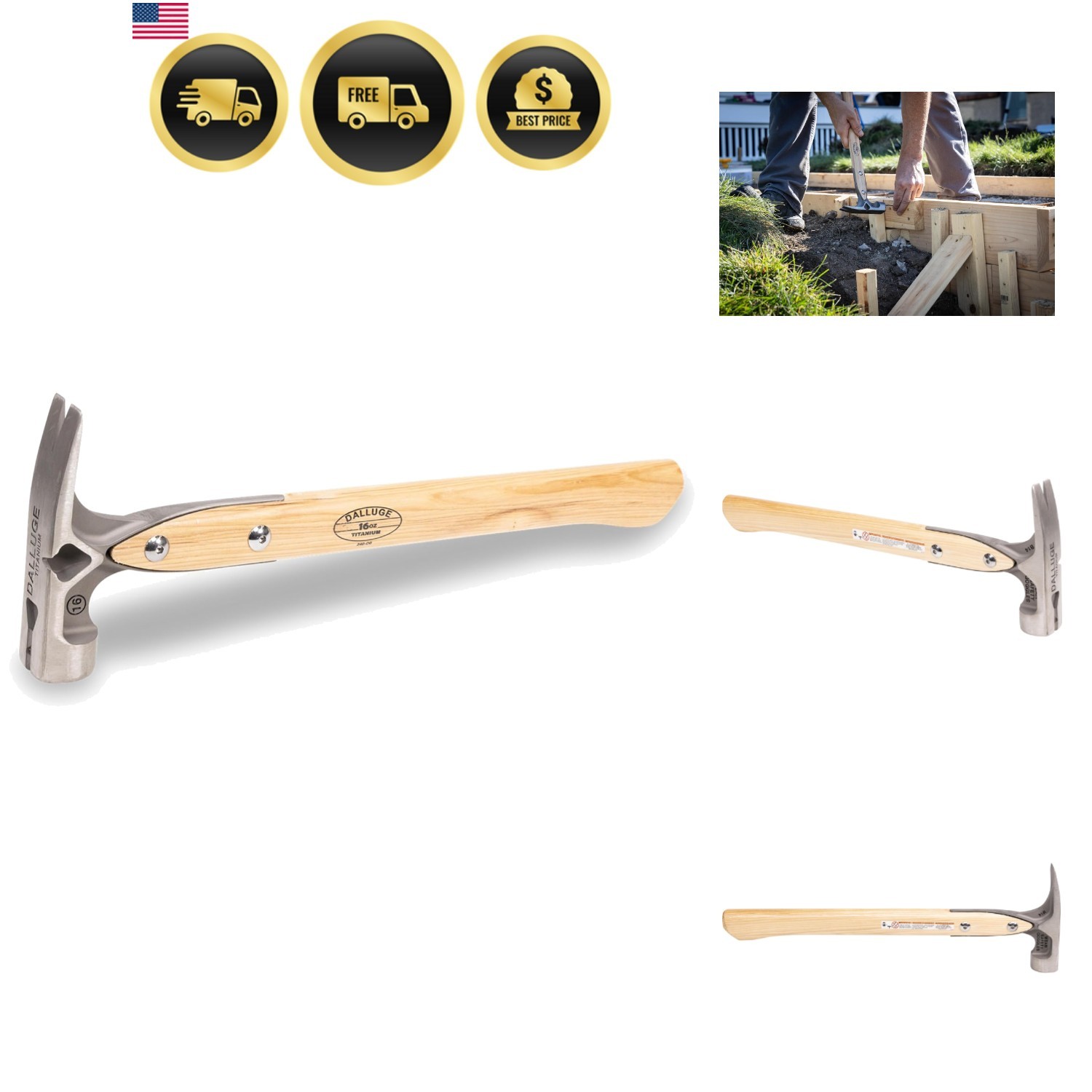 16oz Titanium Hammer, Magnetic Nail Holder, Smooth Face, VN07182
