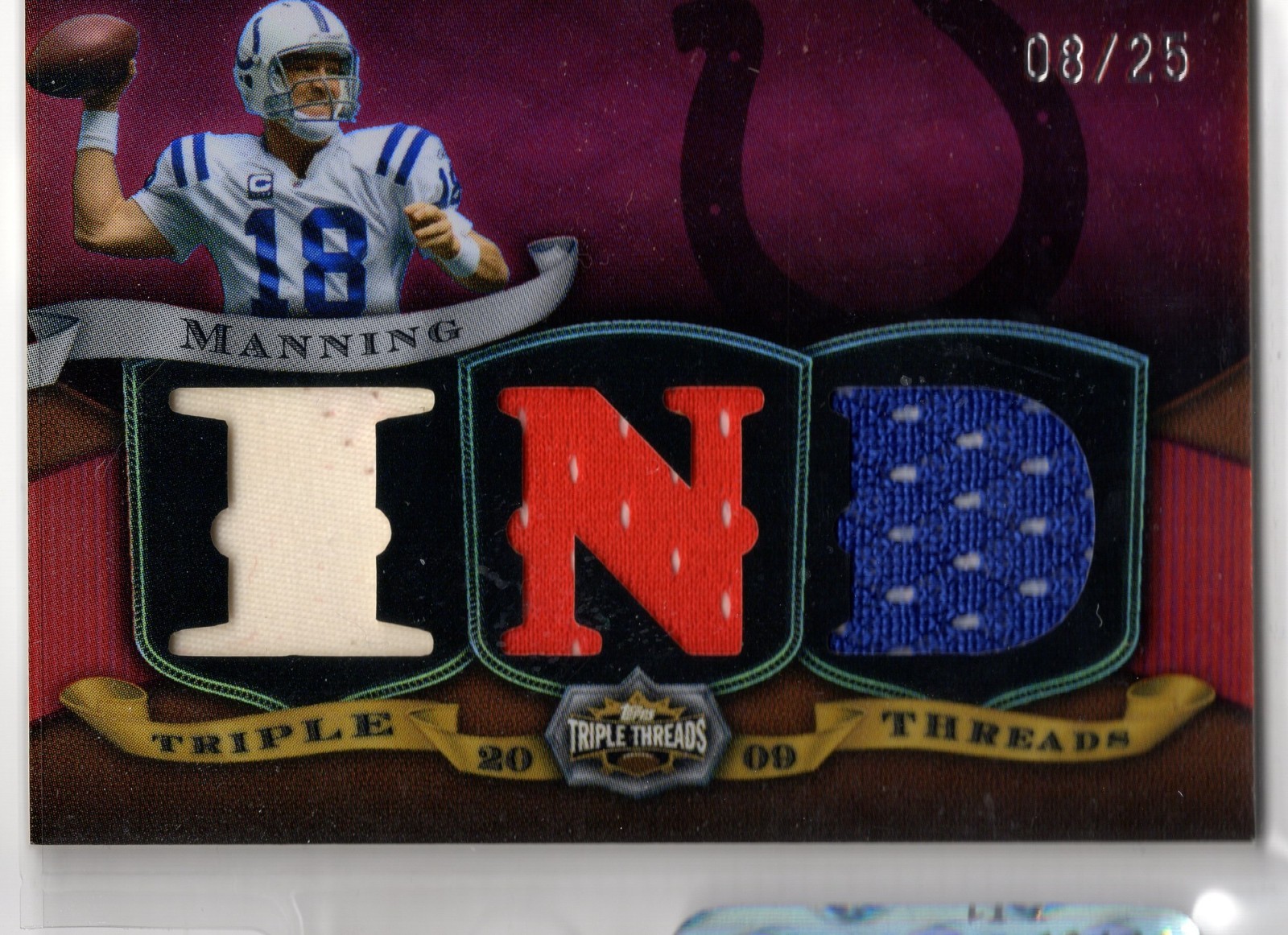 2009 Topps Triple Threads TTR-34 Peyton Manning IND Game-Worn 08/25 Colts HOF