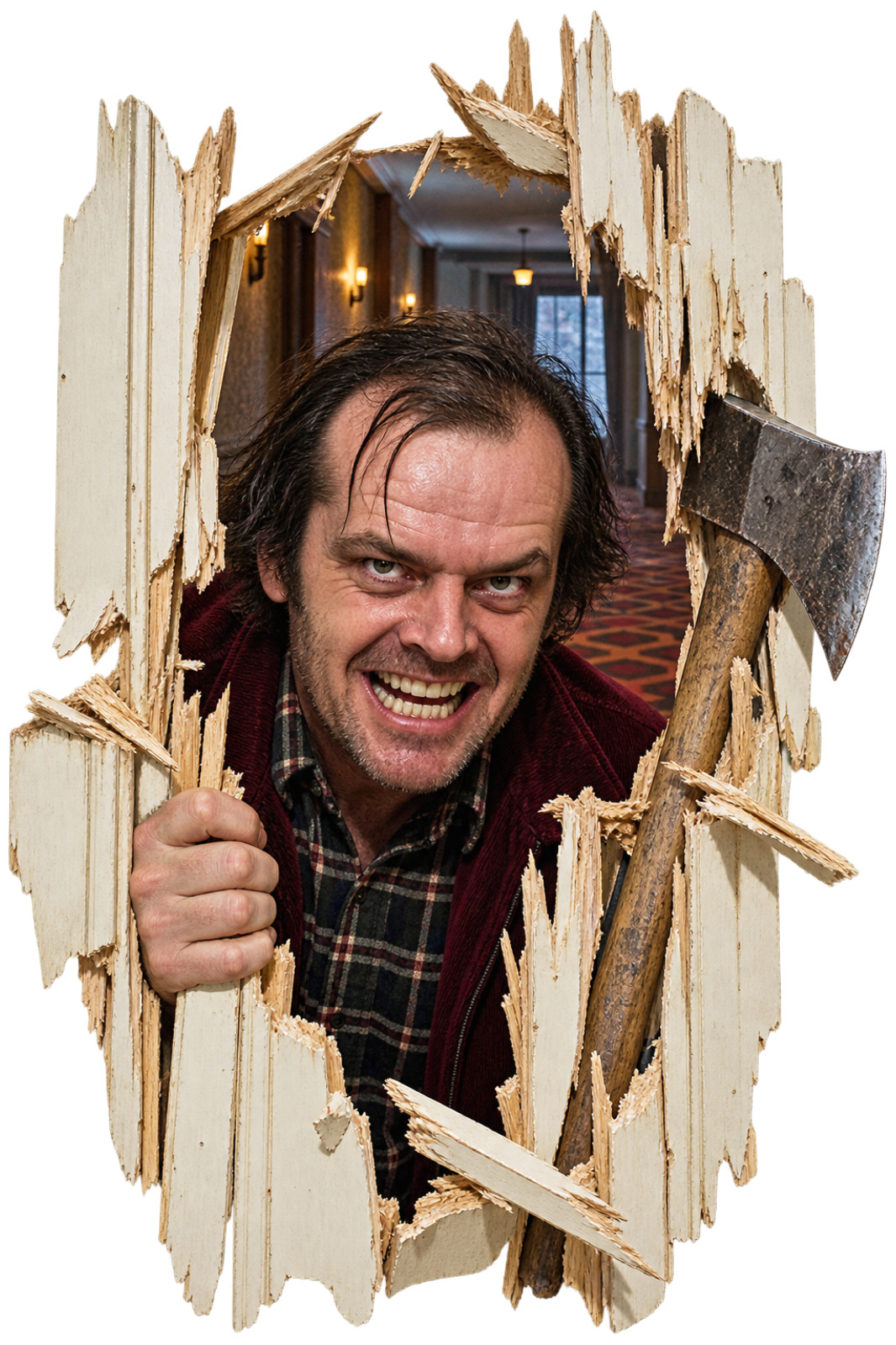 The Shining Jack Torrance Sticker Axe Overlook Hotel Horror Peekaboo Die Cut