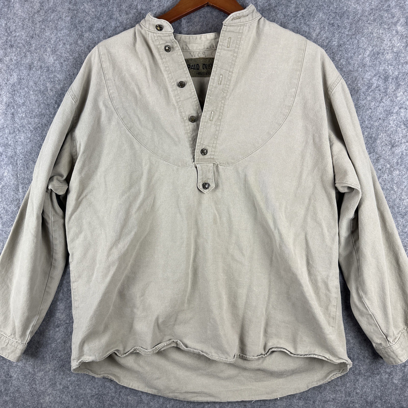 PanHandle Slim Palo Duro Shirt Men L Tan Western Bib Long Sleeve 1/2 Button USA