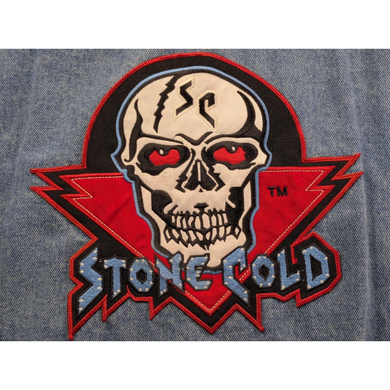 Vintage 1999 WWF Attitude Stone Cold Steve Austin Denim Jacket XL Light Wash Vintage 1999 WWF Attitude Stone Cold Steve Austin Denim Jacket XL Light Wash