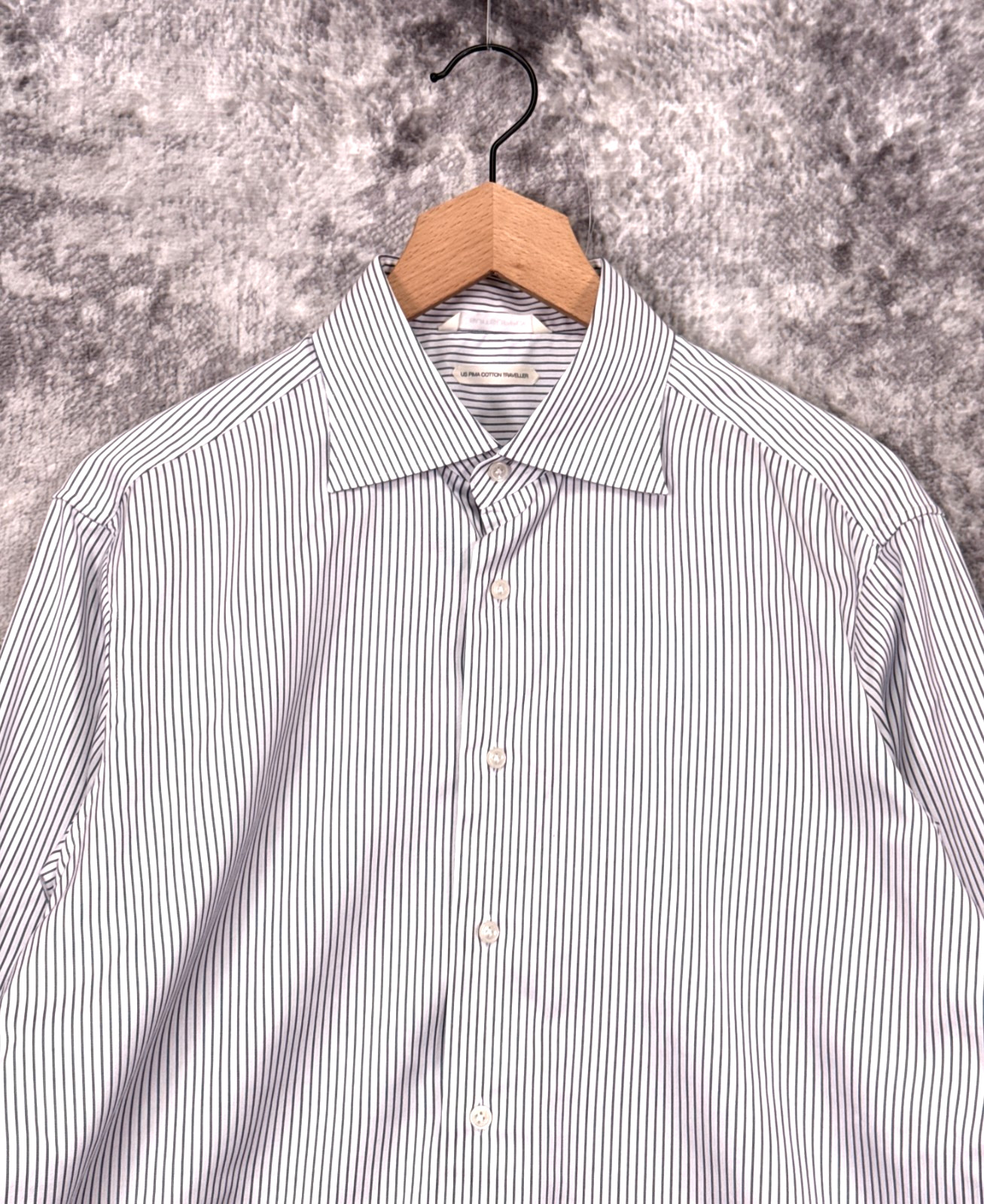 SUITSUPPLY Tailored Dress Shirt 41 / 16 Mens Pima Cotton Traveller Striped