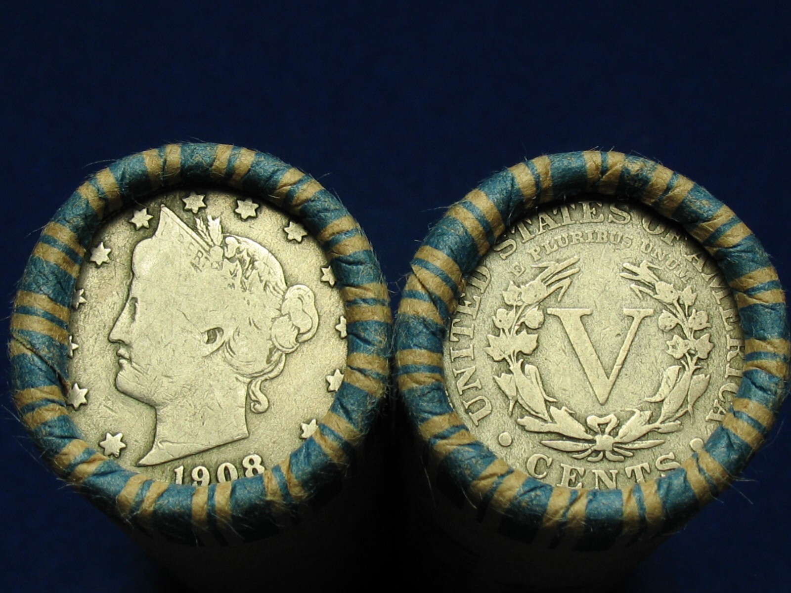 ONE SHOTGUN ROLL FULL OF 40 LIBERTY V NICKELS OLD U.S. COIN LOT 1883-1912