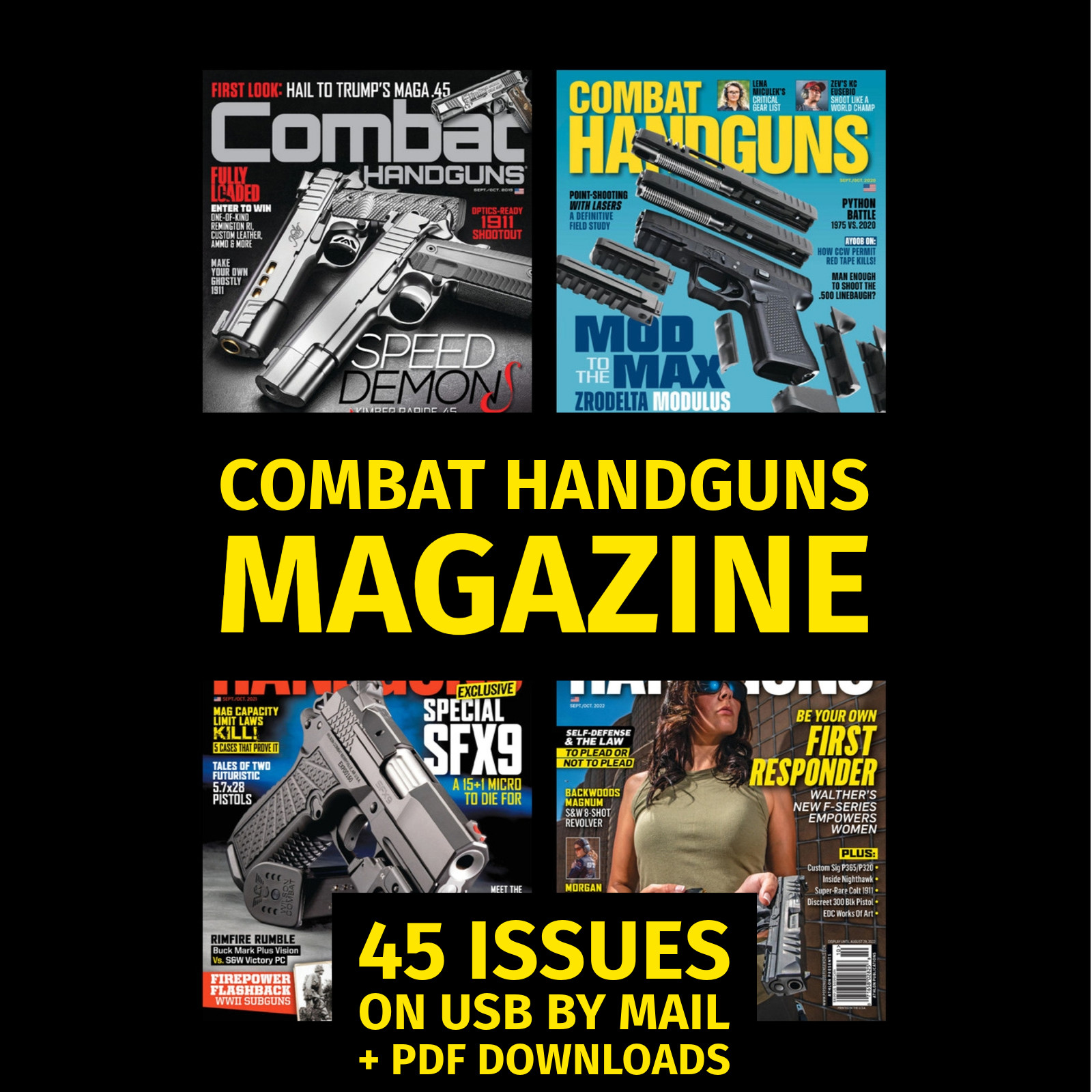 Combat Handguns Magazine 45 Issues Archive on USB Flash Drive + bonus