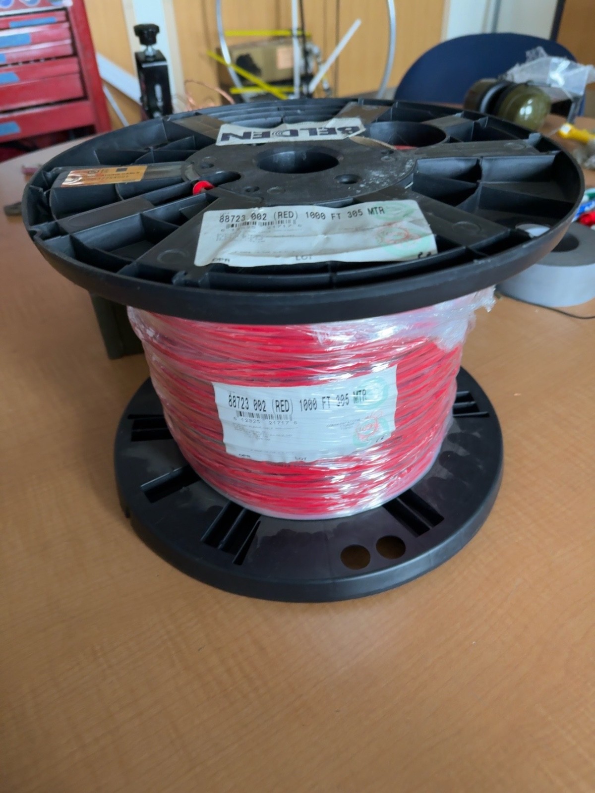 Belden 88723 002 1000 FT Red 22 AWG 2 Pair Shielded Plenum Cable Full Spool