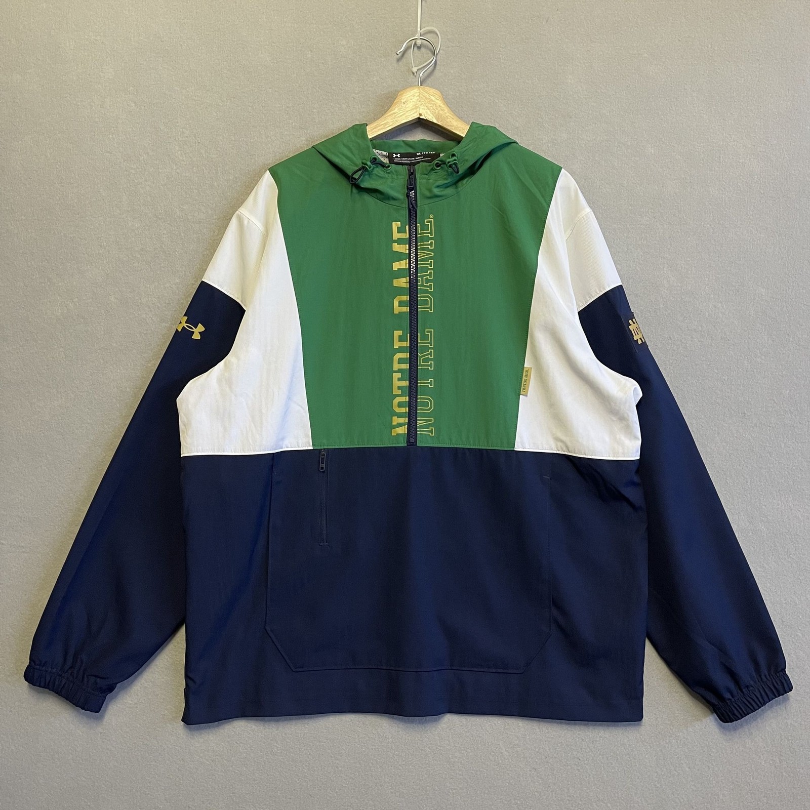 Under Armour Notre Dame Fighting Irish Colorblock Jacket Navy Green White XL