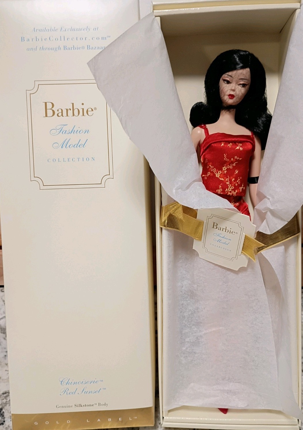 NIB Silkstone Barbie Fashion Model Collection Chinoiserie Red Sunset Gold Label 