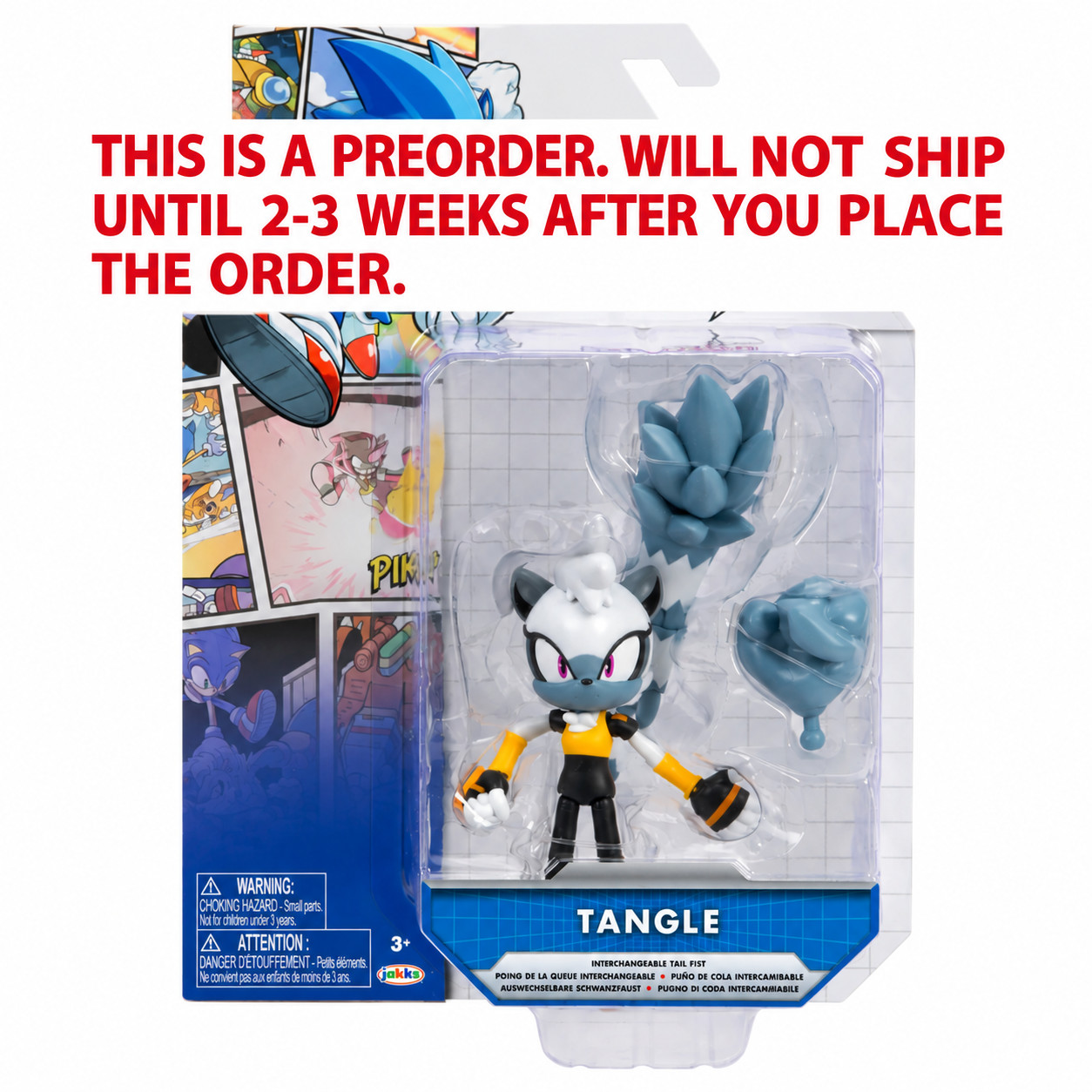 PREORDER Jakks Sonic 4 Inch Tangle The Lemur Interchangeable Tail Fist and 17Pts