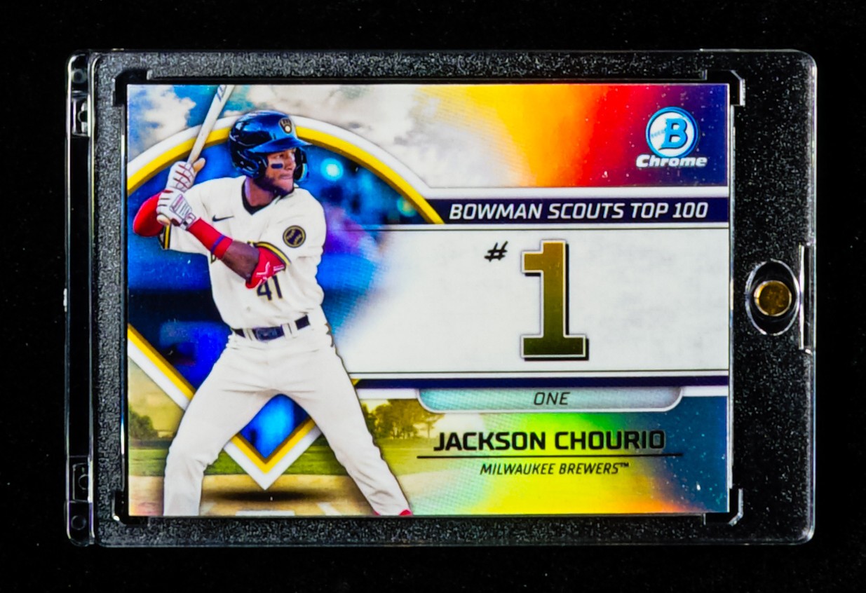 Jackson Chourio RARE TOP 100 NUMBER ONE REFRACTOR CARD Brewers