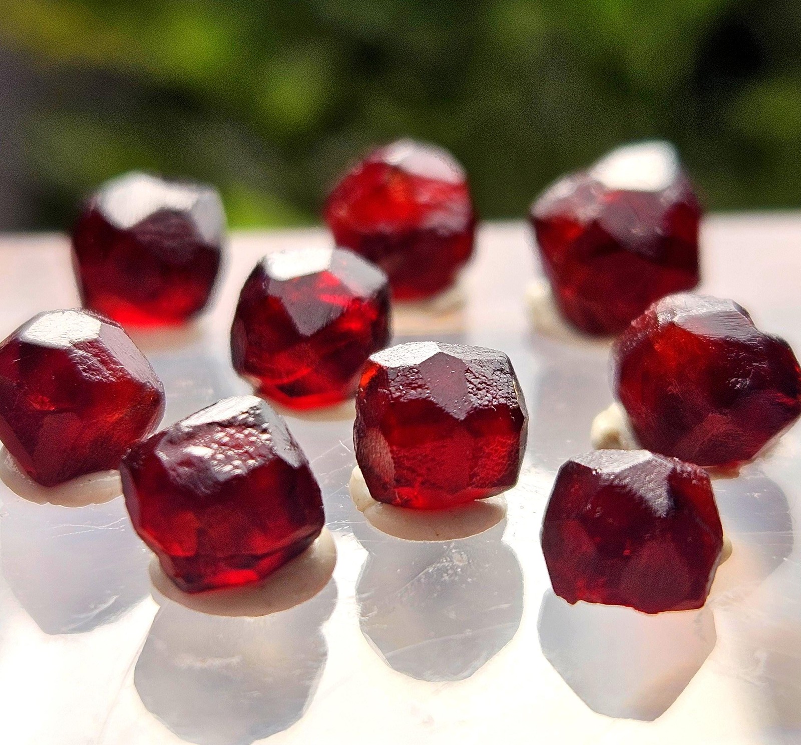 Red Garnet Crystals, Raw Dodecahedron Terminated Stones