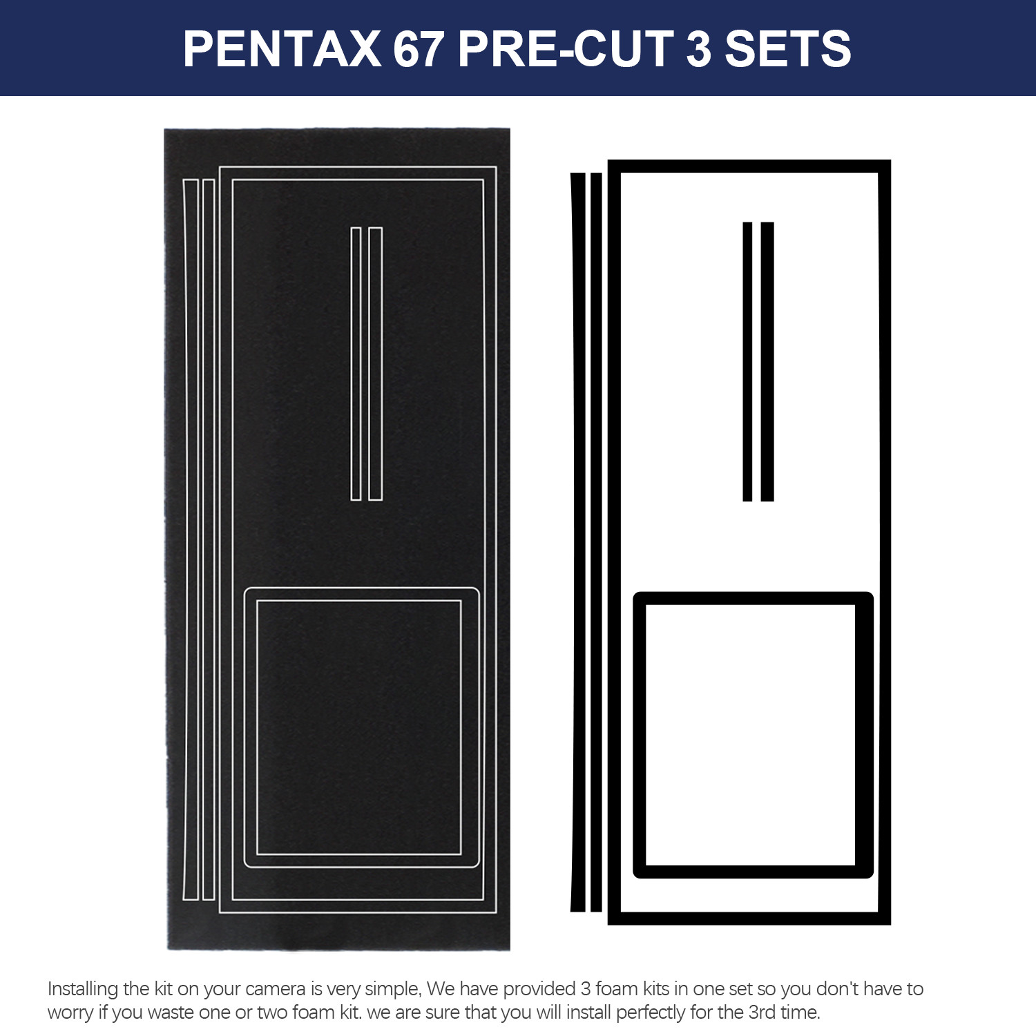 3x Pre-Cut Custom Light Seal Foam Sponge Kits For Pentax 67 6x7 Film Camera US