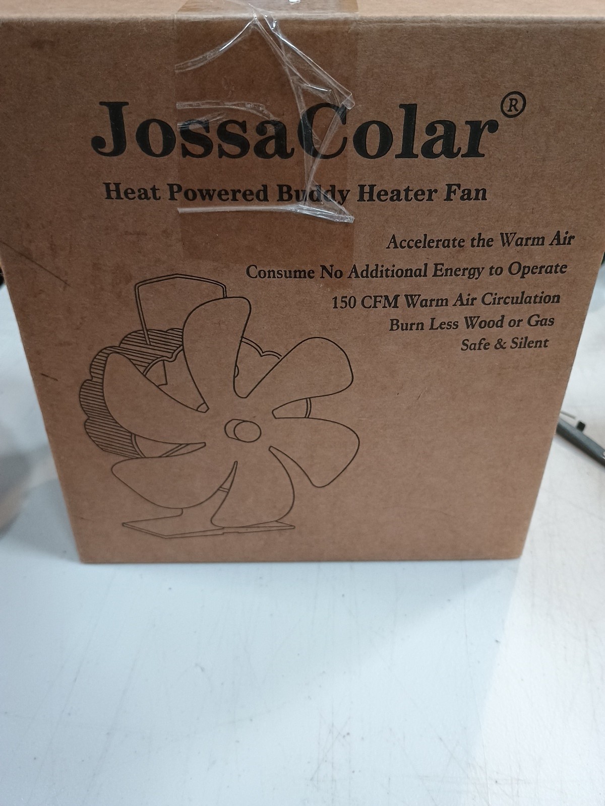 JossaColar Wood Stove Fan Heat Powered Fireplace Non 6-Blade, Black 