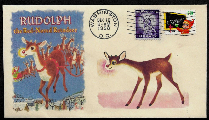 1958 Rudolph The Red-Nosed Reindeer Featured on Collector's Envelope *XS179