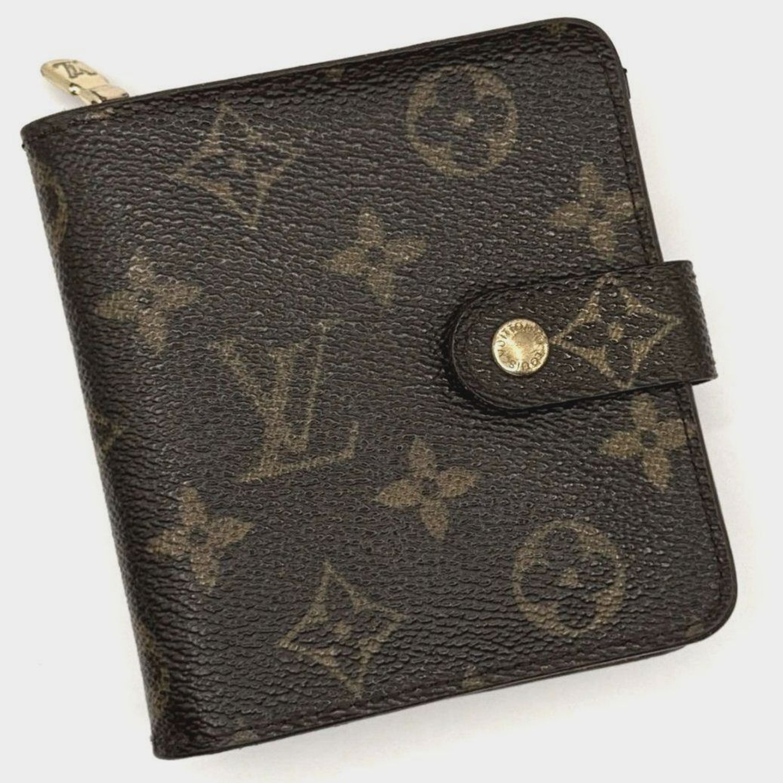 Louis Vuitton Vintage Monogram Compact Zip Wallet Authentic
