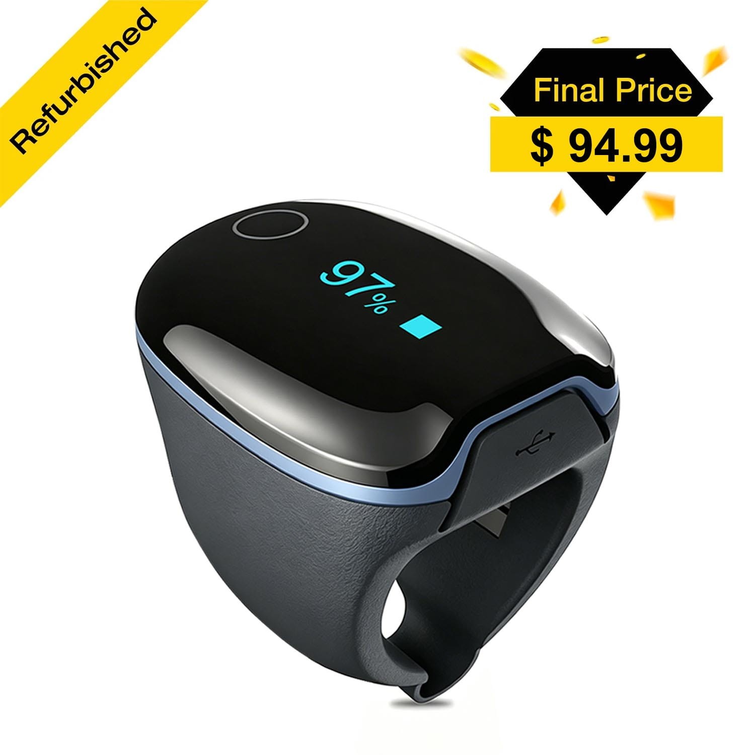 Wellue O2Ring Oxygen Monitor with Vibration Reminder Bluetooth O2 Pulse Oximeter