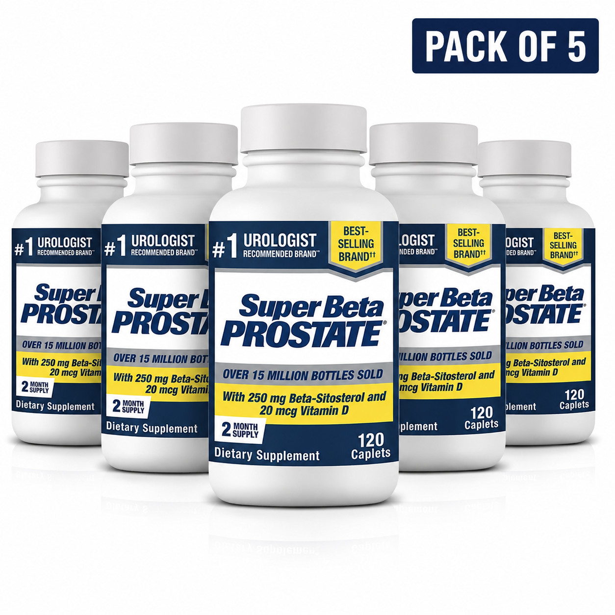 5 Pack Men\'s Health SUPER BETA PROSTATE Support Supplement - Caplets 120 ct