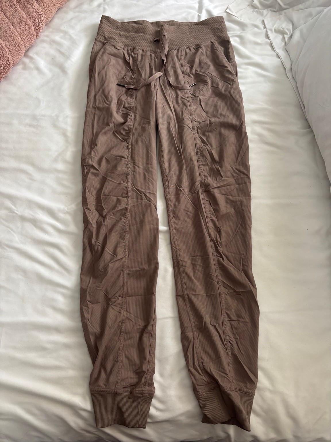 Lululemon Dance Studio Mid-Rise Jogger Full Length Brown Pinstripe Size 4