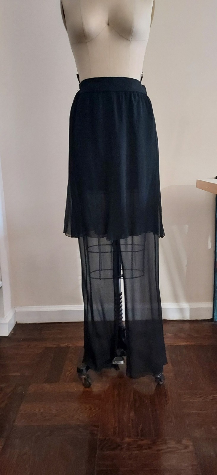 Vintage Karl Lagerfeld Black Chiffon Pants