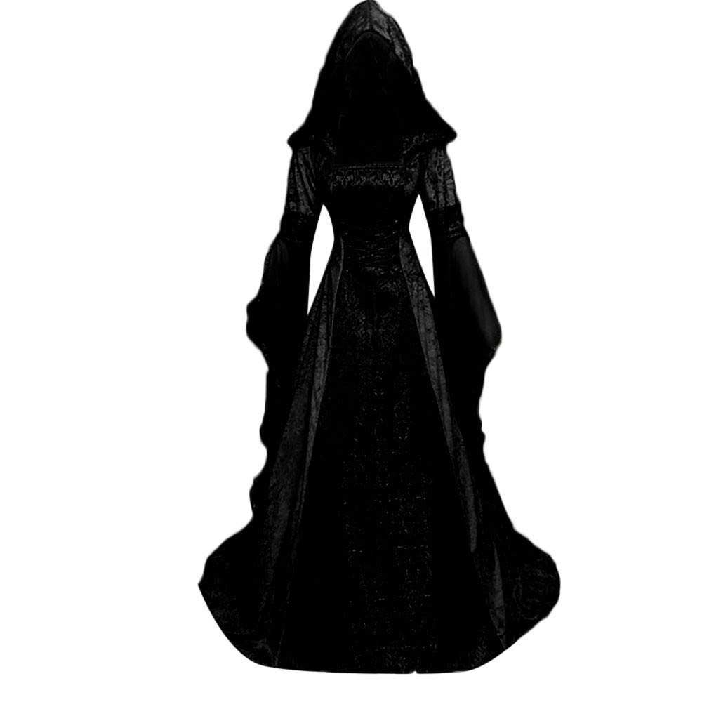Women's Gothic Dress with Hood Medieval Costume Corset Renaissance Dresses