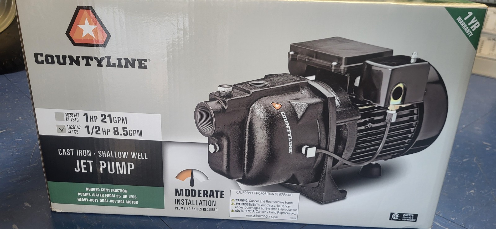 CountyLine CLTS5 1/2HP 8.5GPM Cast Iron Shallow Well Jet Pump CountyLine CLTS5 1/2HP 8.5GPM Cast Iron Shallow Well Jet Pump