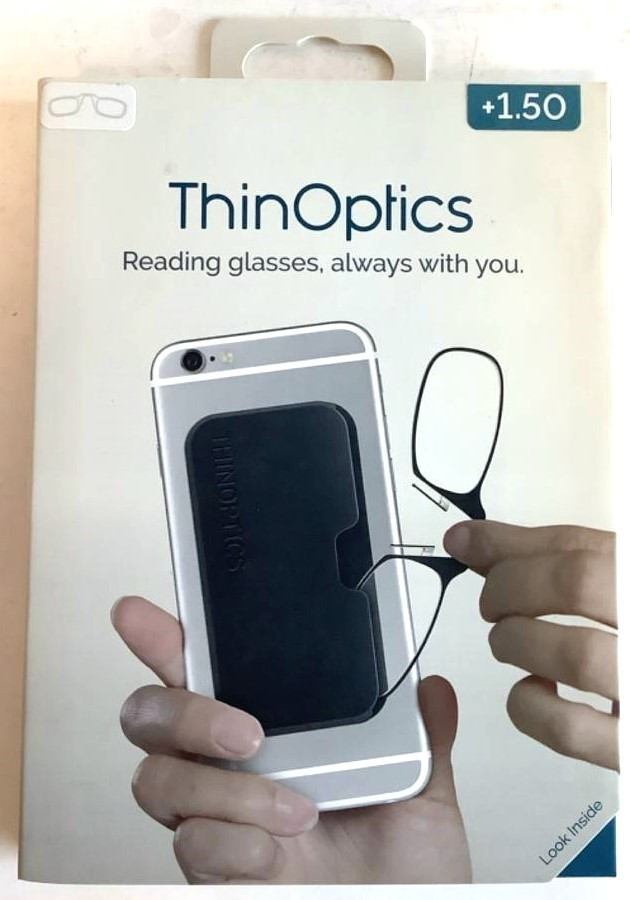 NEW ThinOptics Headline +1.50 CLEAR Frame Reading Glasses w/ Universal Pod Case