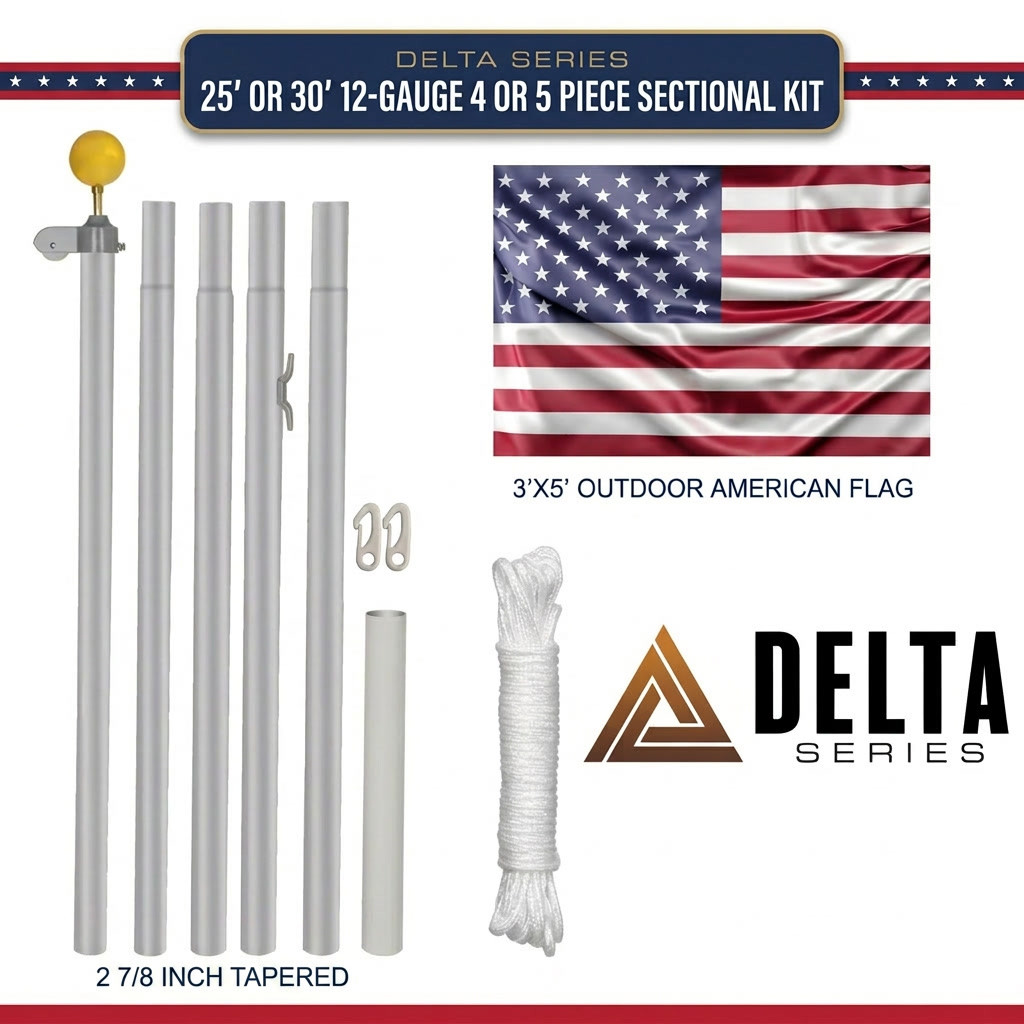 25' & 30' DELTA SECTIONAL FLAG POLE (SILVER)