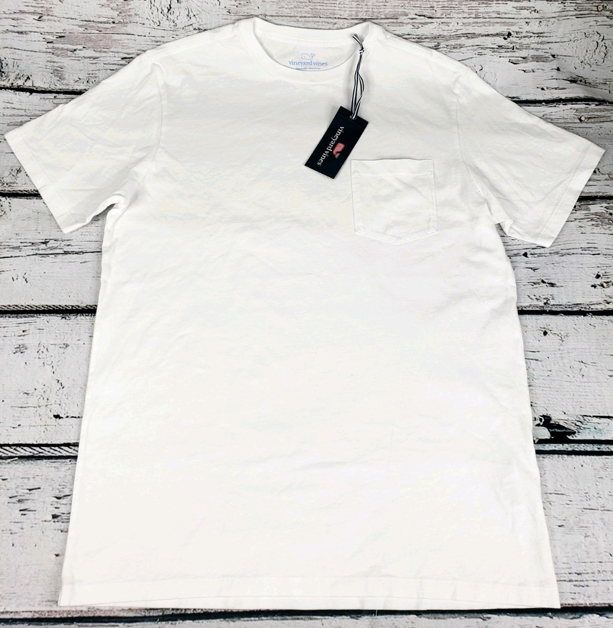 Vineyard Vines Men\'s Short Sleeve Pocket Blank T-Shirt White Size Large (L)- NEW