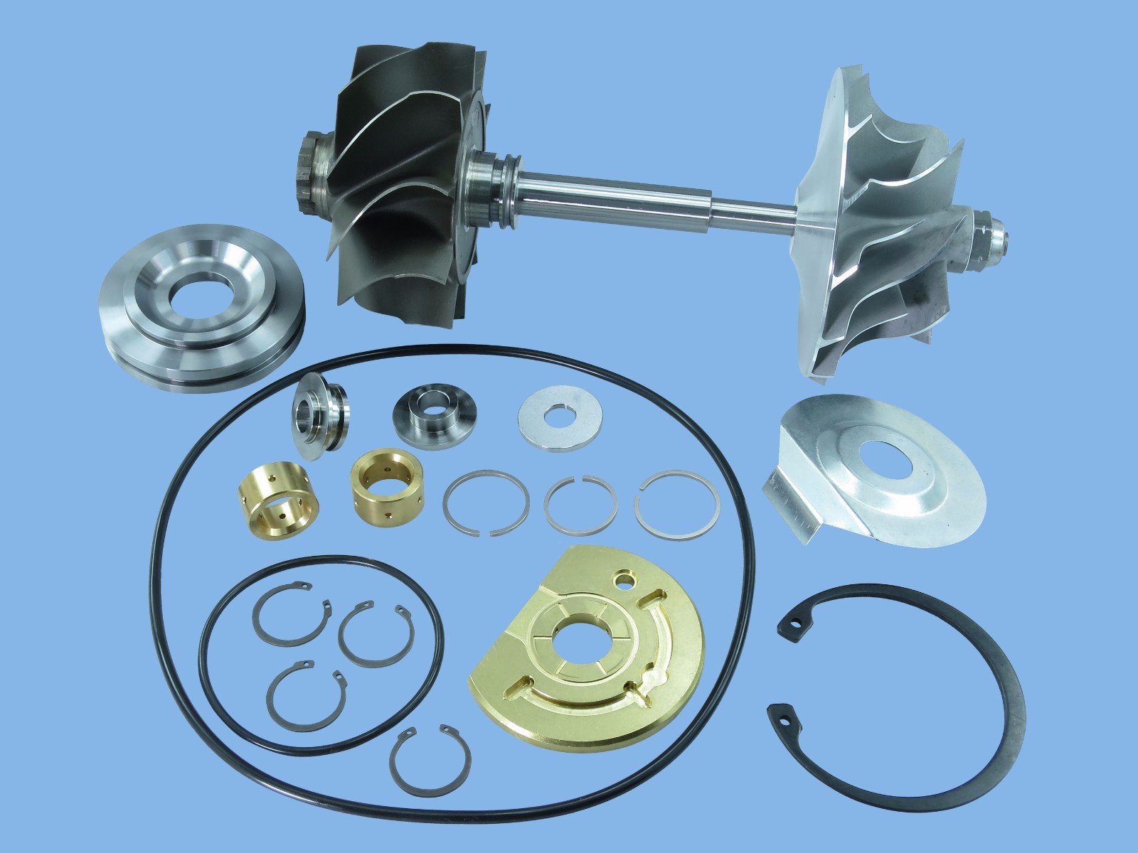 For Borg Warner S400SX475-T6-Twin Scroll Turbo Comp Wheel & Shaft & Rebuild Kit 