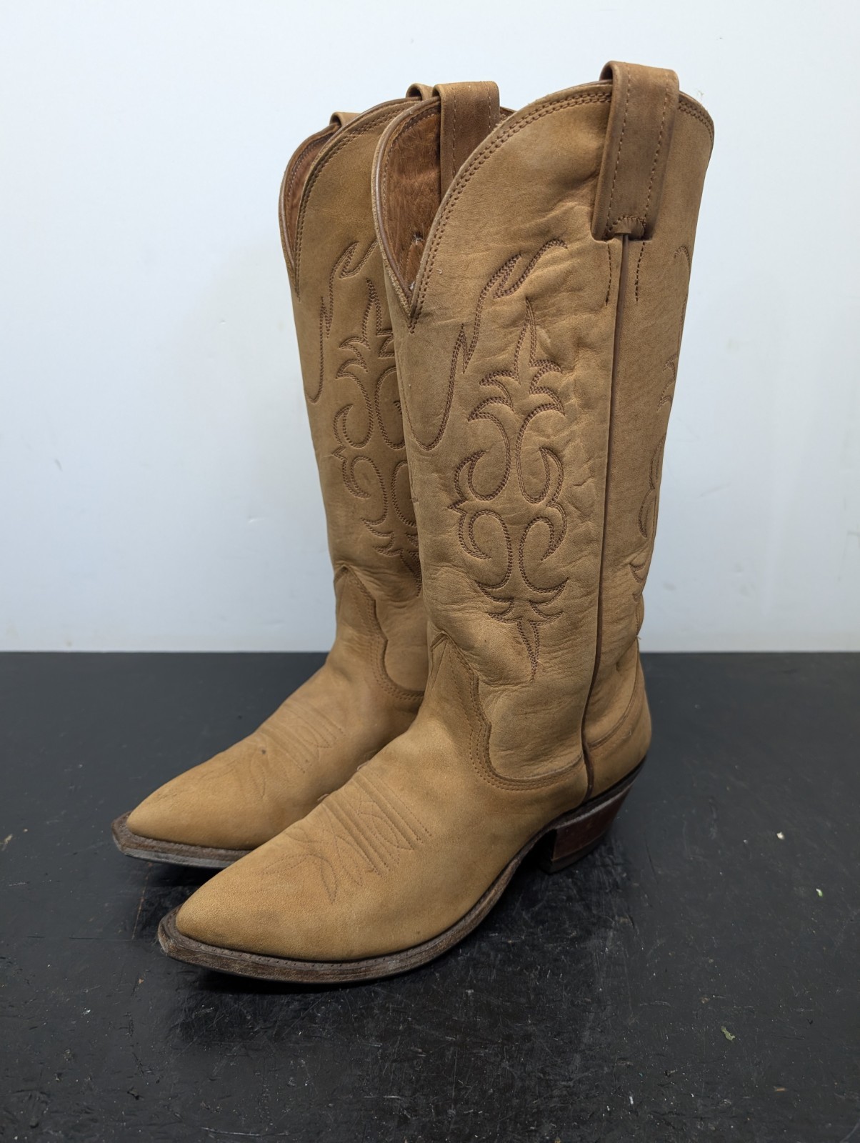 Nice Vtg Nocona Western Cowboy Boot Tan USA Made Size 37 Eu Or Sz 5 US Mens
