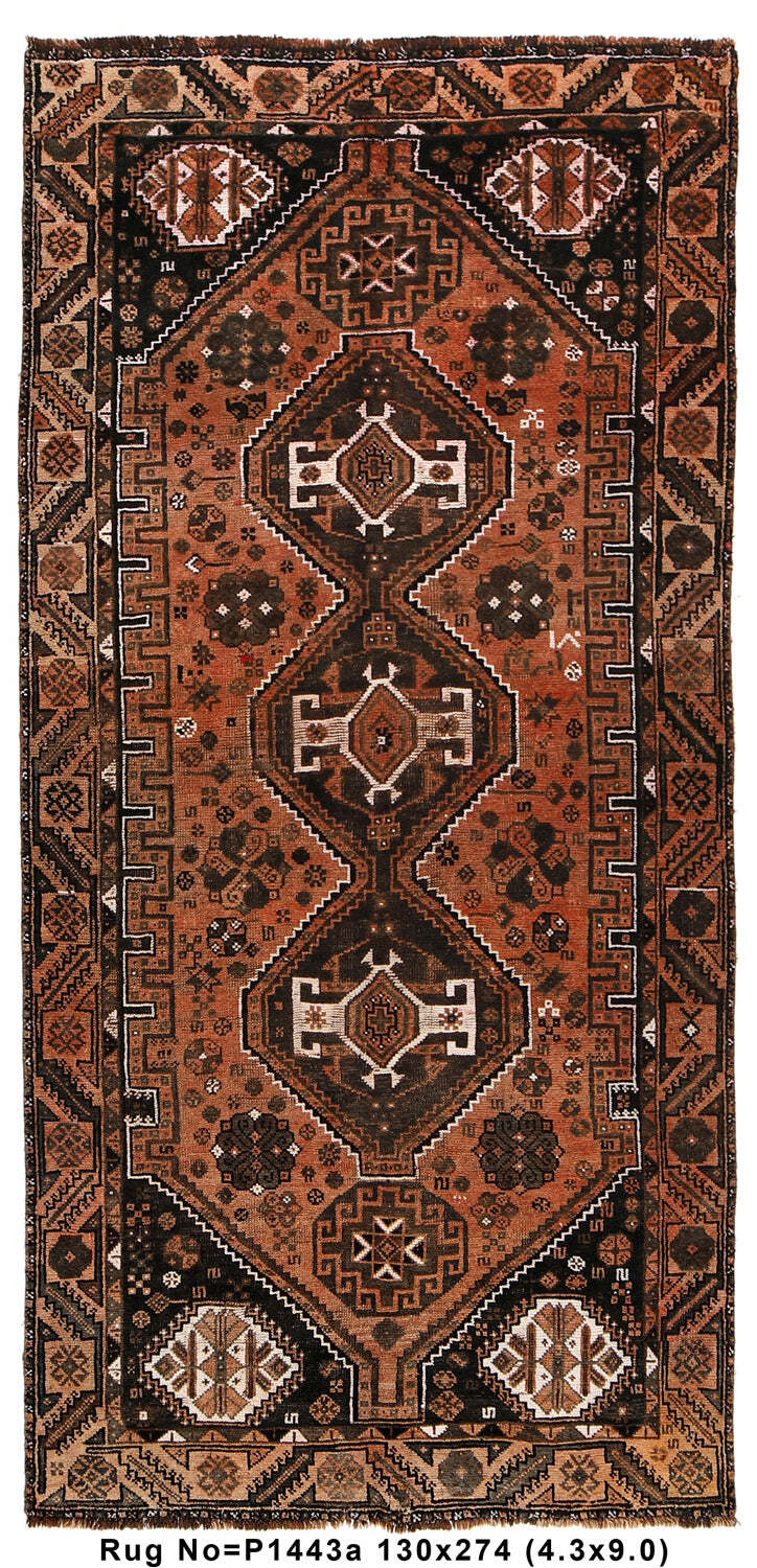 4x8\' Vintage Perrsian Kordistan Rug LOW WOOL PILE # P1443