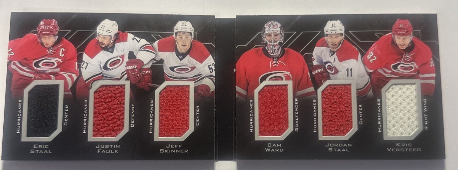 RARE 2015-16 UD NHL Black Sixes Relic Booklet Hurricanes Staal Brothers RARE 2015-16 UD NHL Black Sixes Relic Booklet Hurricanes Staal Brothers