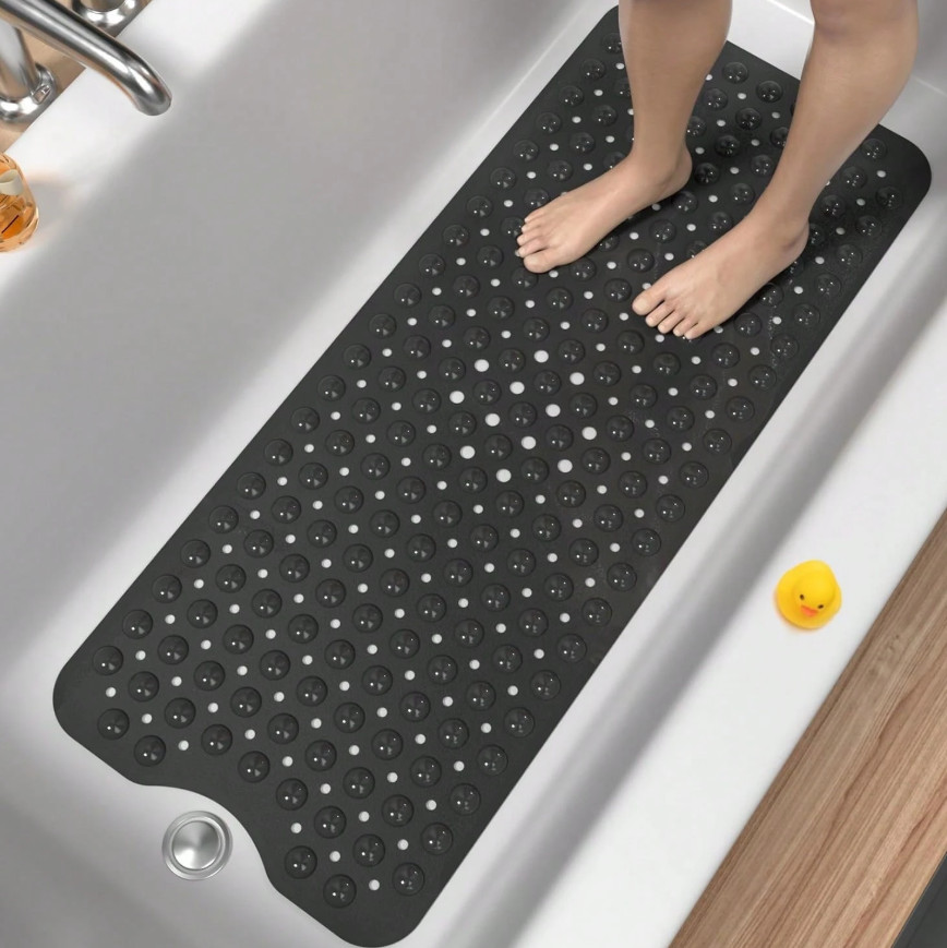 Extra Large Non-Slip Bathtub Mat - PVC Massage Bath Mat Black