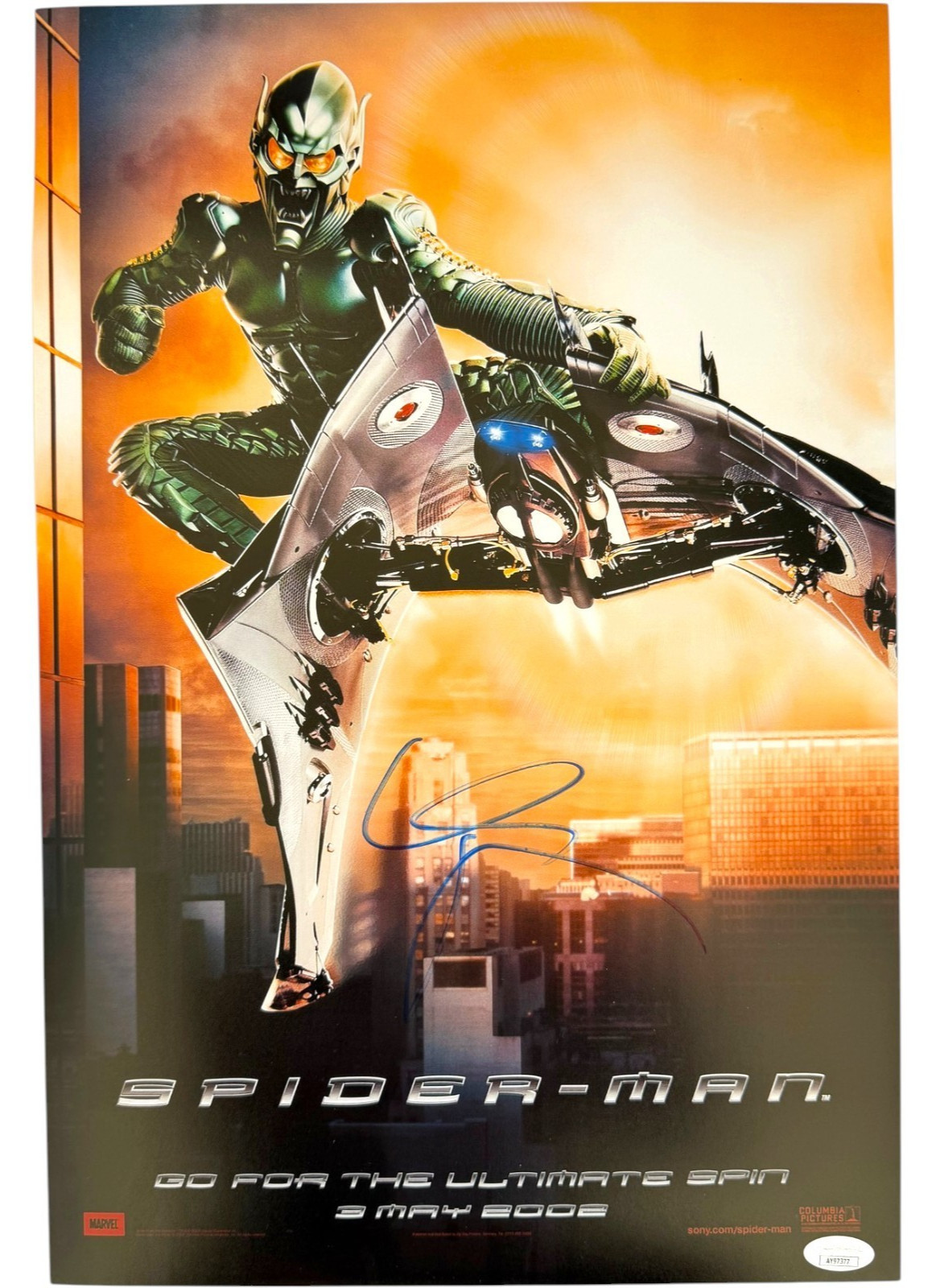 WILLEM DAFOE SIGNED GREEN GOBLIN SPIDERMAN 12X18 MOVIE PHOTO POSTER JSA COA WILLEM DAFOE SIGNED GREEN GOBLIN SPIDERMAN 12X18 MOVIE PHOTO POSTER JSA COA