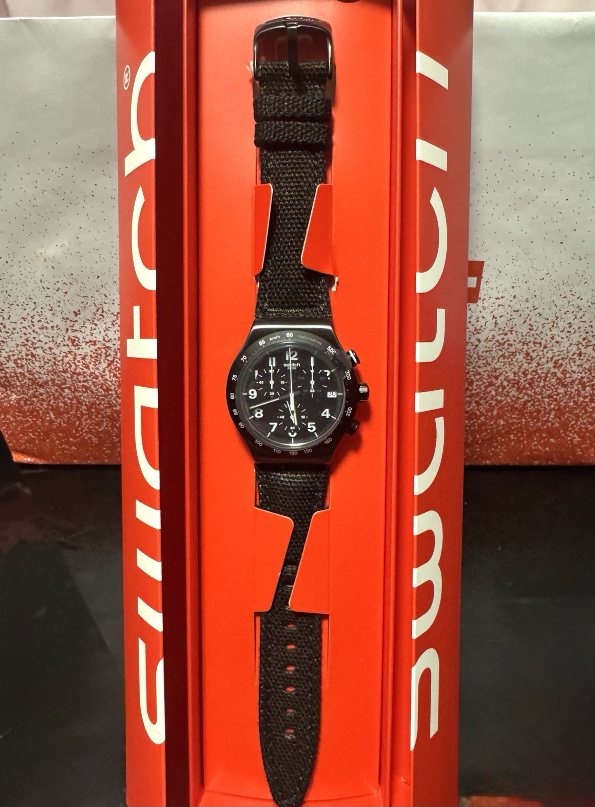 NEW🚨 Swatch Irony DESTINATION NYC YVB402 Chronograph 43mm Black Swiss Watch
