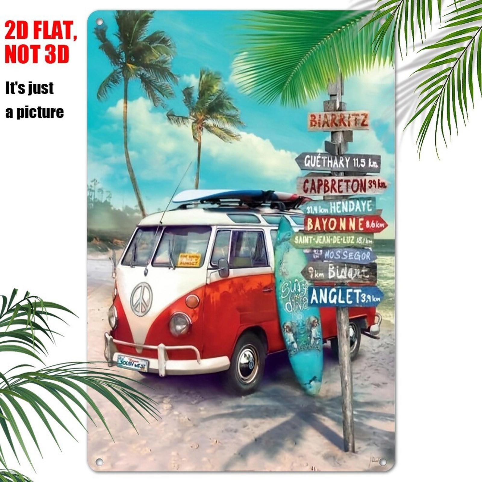 Retro Surfboard Tin Sign Aluminum Sign 8x12 Funny Summer Beach Decor
