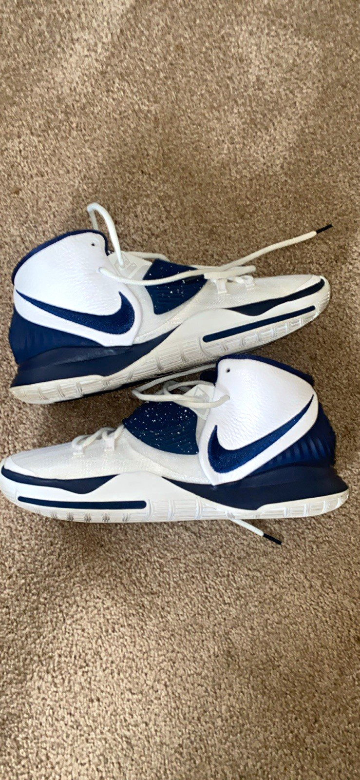 Nike Kyrie 6 Men’s Mid Top Basketball Sneakers Lace-Up White/Blue US 11.5