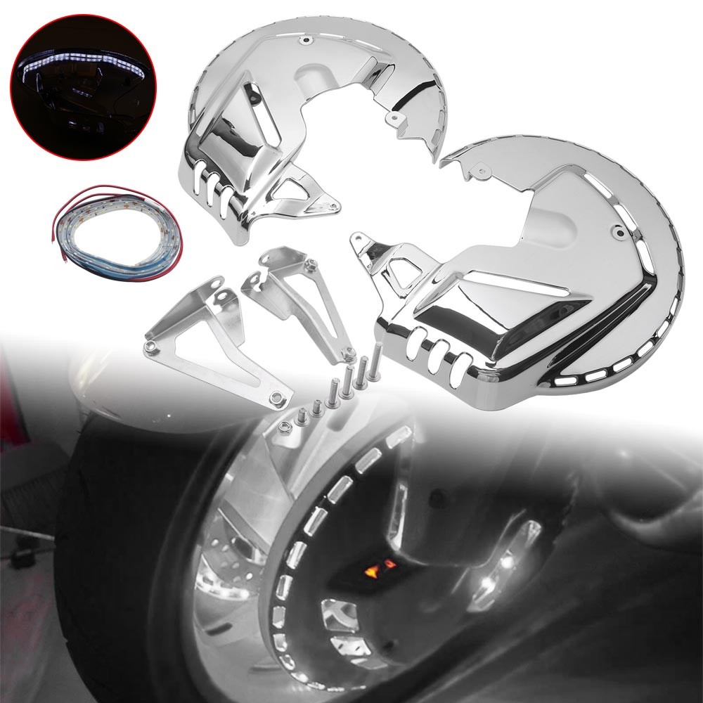 Front Brake Rotor Covers LED Ring Of Fire For Honda Goldwing 1800 GL1800 2001-14