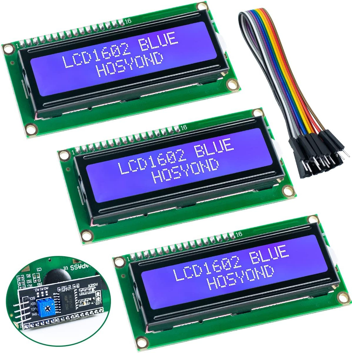 Hosyond 3Pcs I2C IIC 1602 LCD Display Module 16X02 LCD Screen Module for Arduino