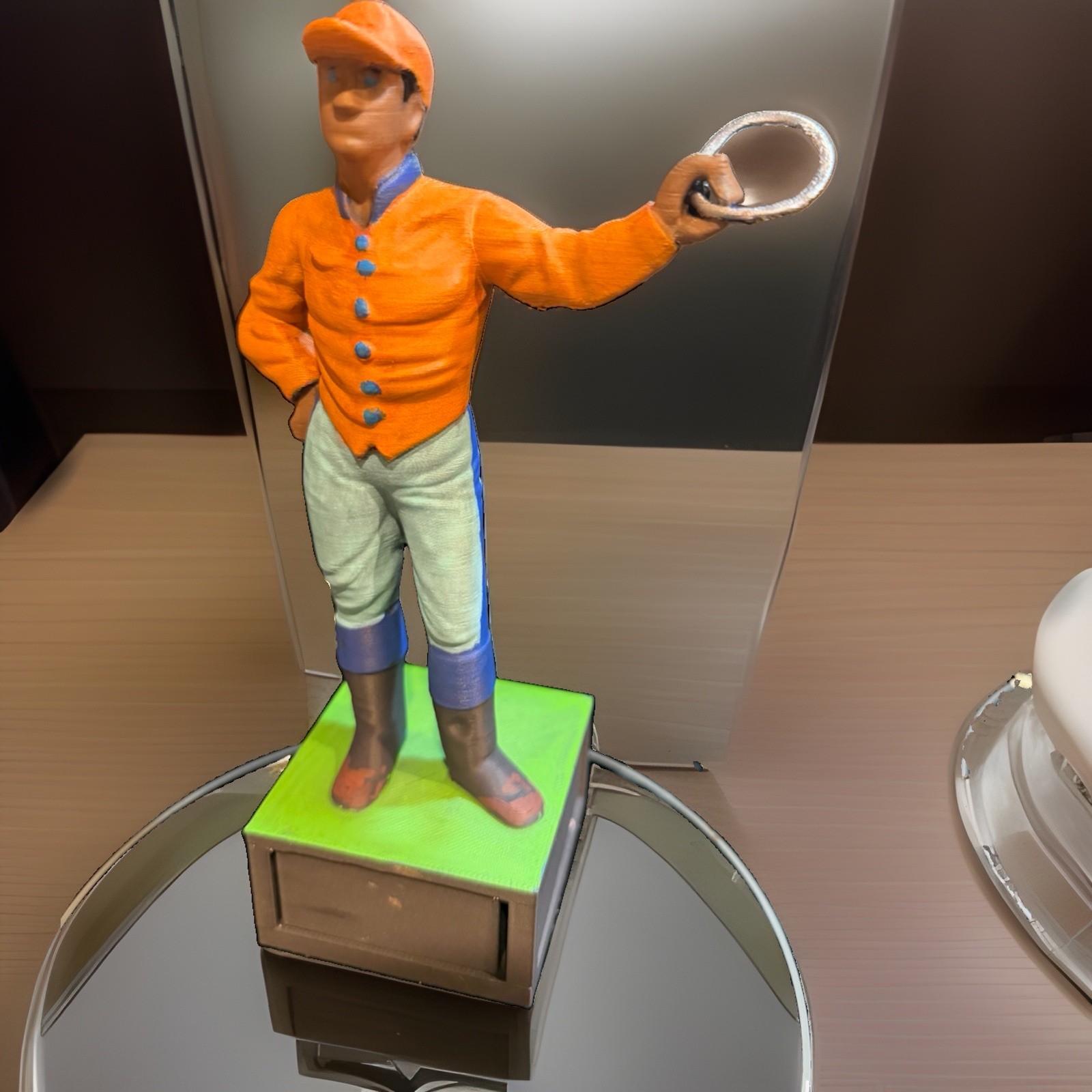 Saratoga Desktop Jockey Hand Painted Small Cavalier Travers Belmont Kentucky Saratoga Desktop Jockey Hand Painted Small Cavalier Travers Belmont Kentucky