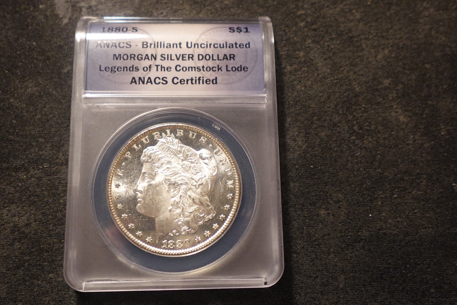 1880-S BU ANACS Morgan Silver Dollar PL CAMEO Legends of the Comstock Lode 1880-S BU ANACS Morgan Silver Dollar PL CAMEO Legends of the Comstock Lode