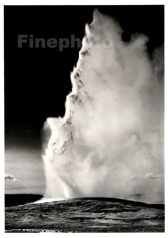 1942/49 Original ANSEL ADAMS Old Faithful Geyser Yellowstone KROMEKOTE Photo Art
