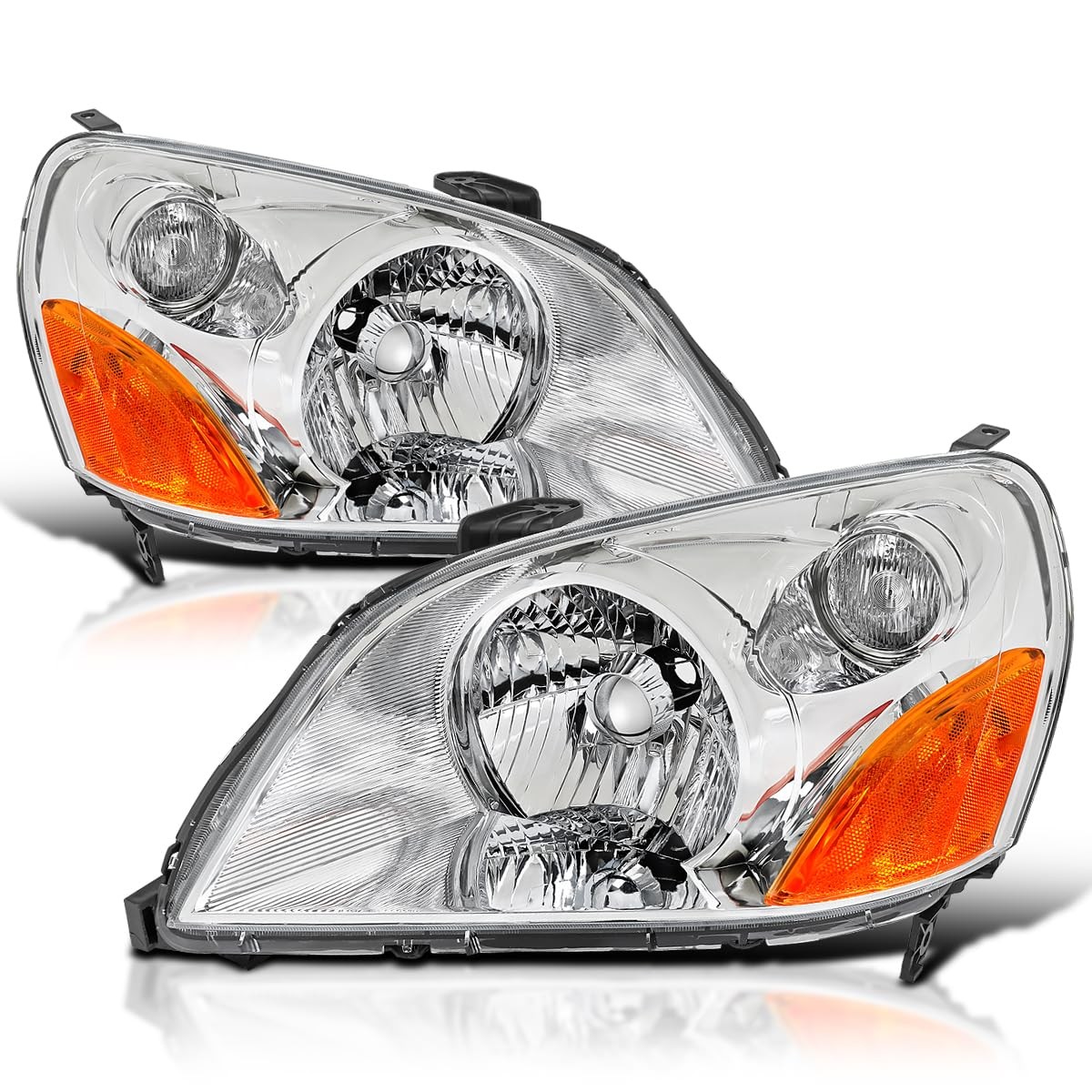 Chrome Headlights for 2003-2005 Honda Pilot Left Right Pair Headlamps Assembly