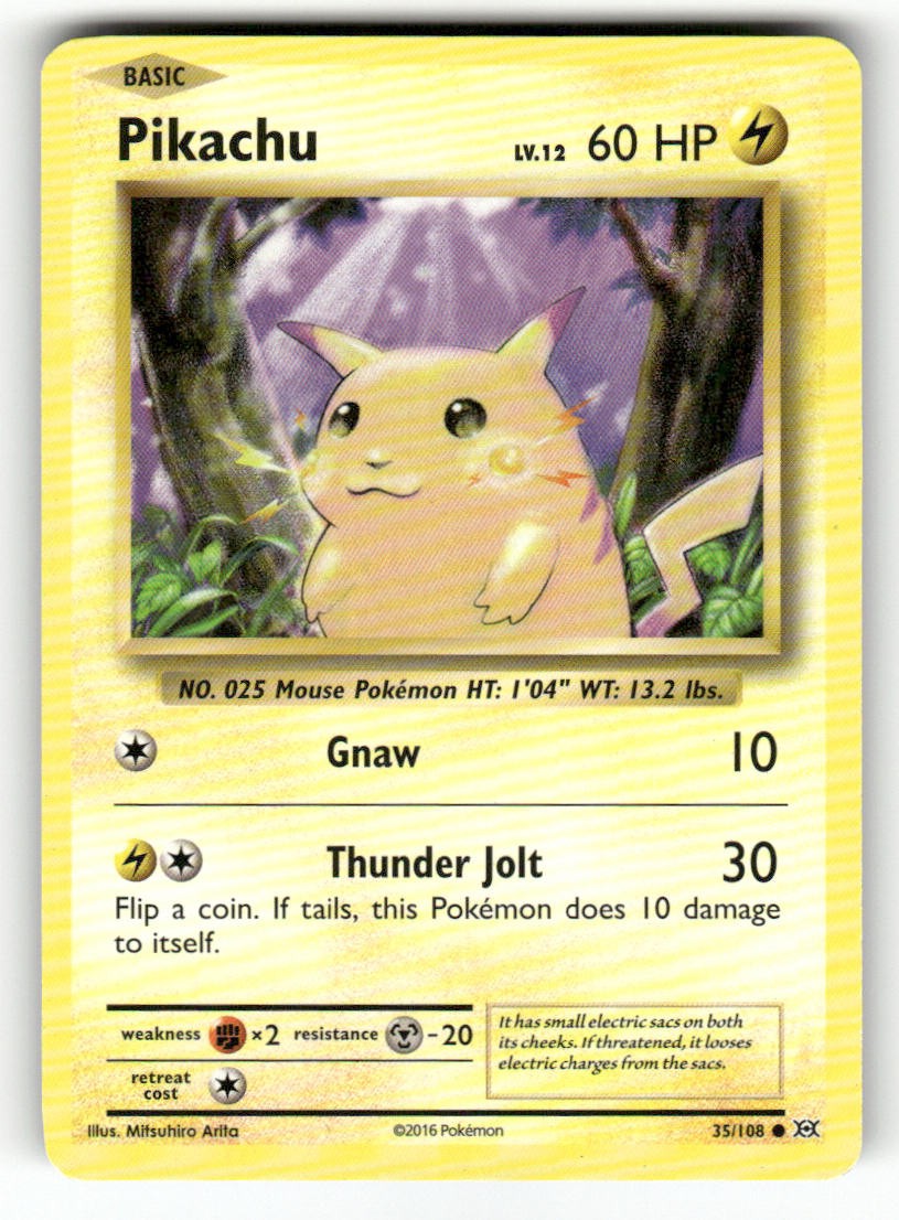Pikachu 35/108 Common Evolutions Pokemon Lightly Played