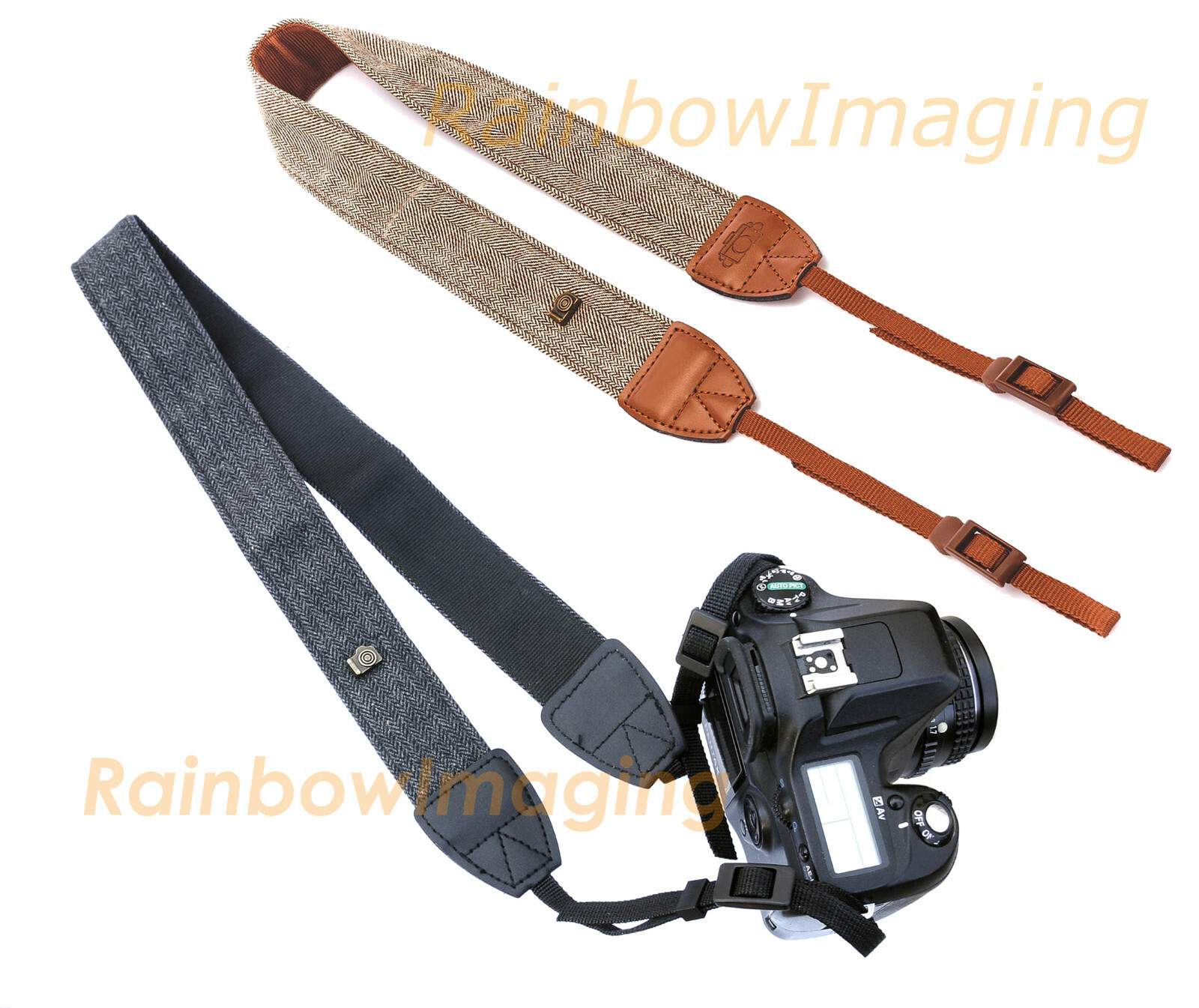 (2 Pcs) Vintage Brown Black Weave Camera Shoulder Neck Strap Canon Nikon Sony (2 Pcs) Vintage Brown Black Weave Camera Shoulder Neck Strap Canon Nikon Sony