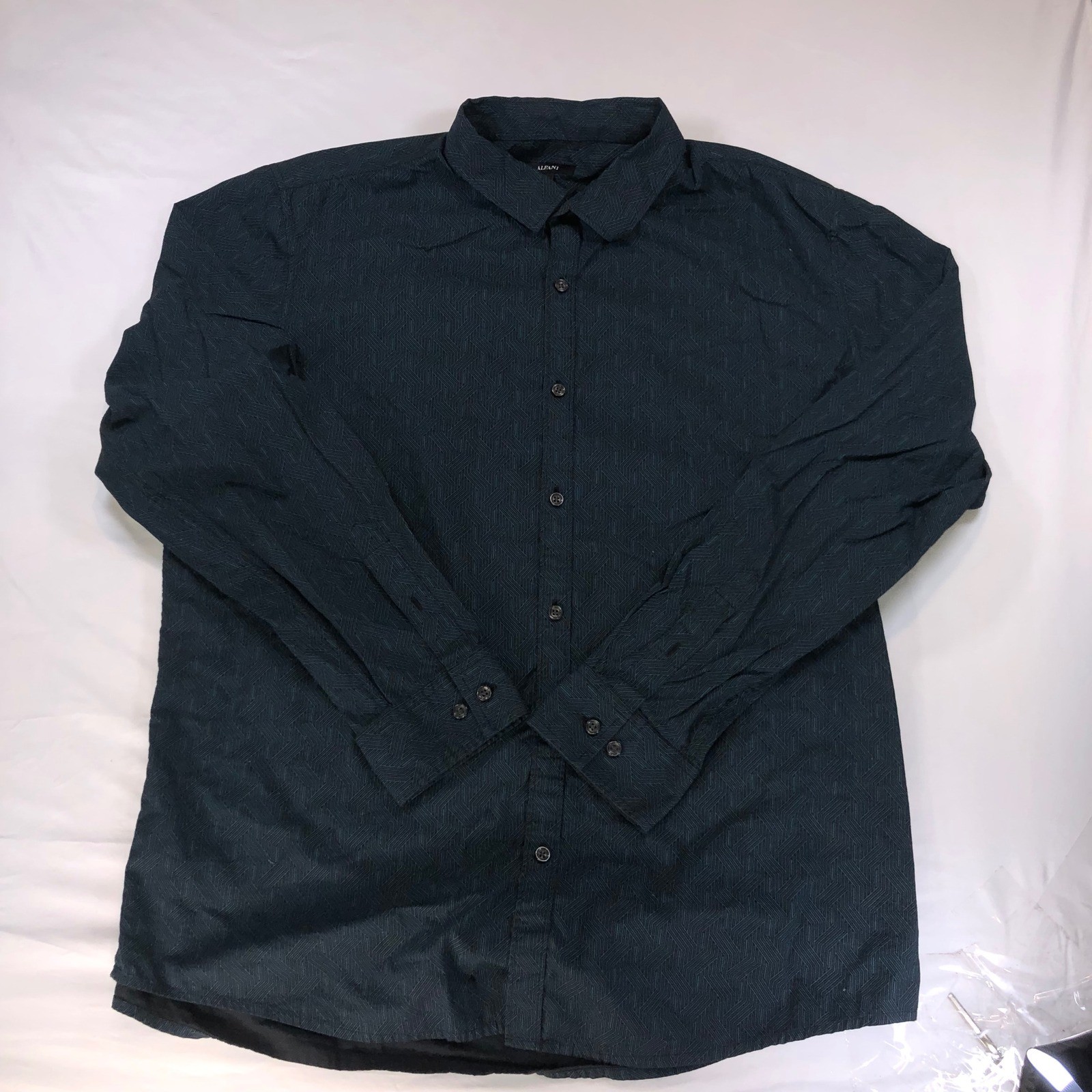 Alfani XL Teal Geometric Maze Pattern Long Sleeve Button Down Shirt Alfani XL Teal Geometric Maze Pattern Long Sleeve Button Down Shirt