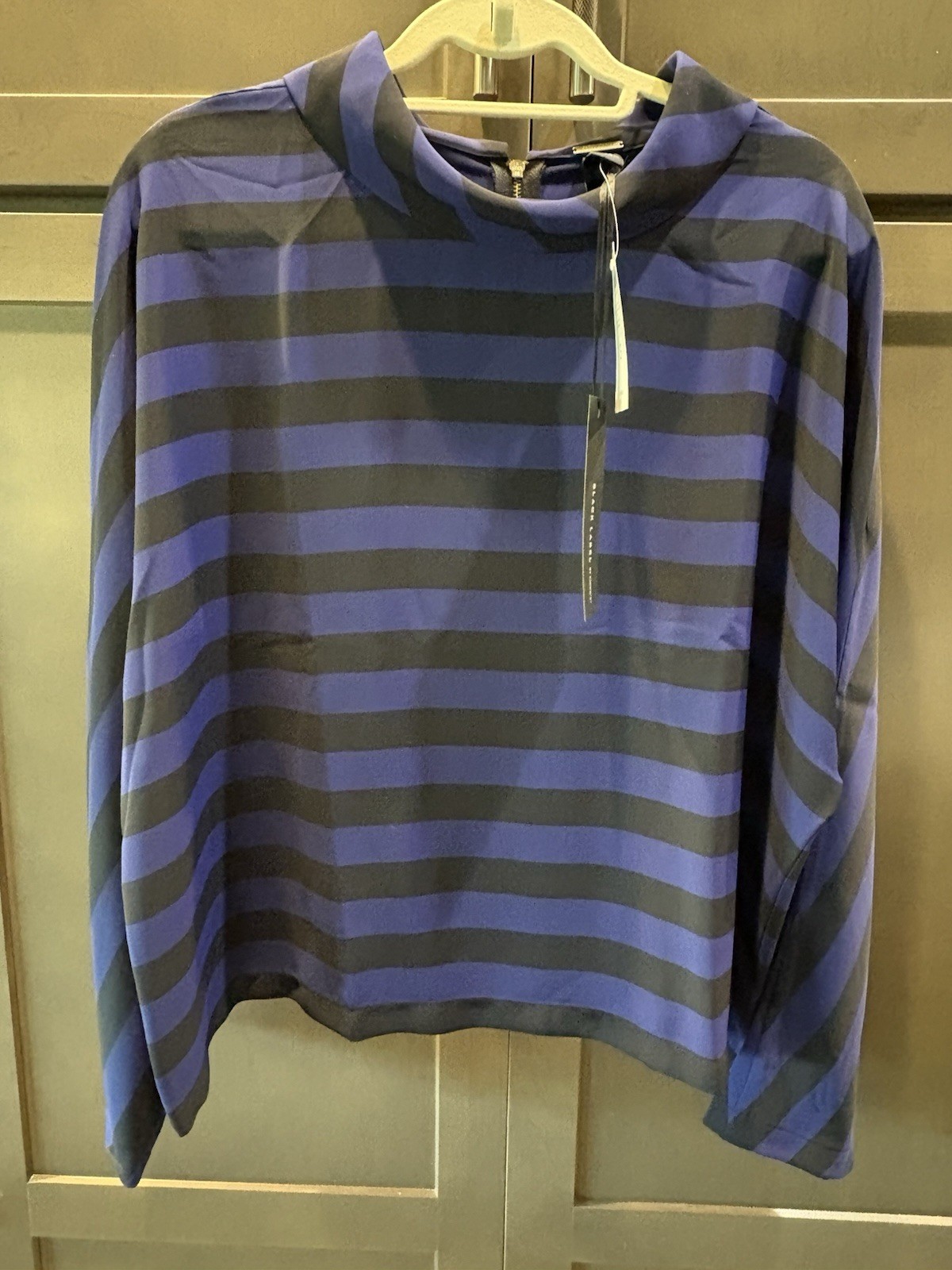 NWT Chico’s Black Label Stripe Long Sleeve Blouse Top, 3/16/XL