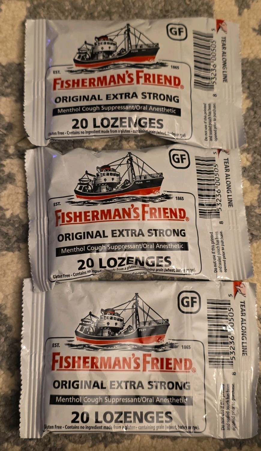 Fisherman\'s Friend Lozenges Original 20 ct ( 3 pack ) 60 TOTAL Exp 11/2026