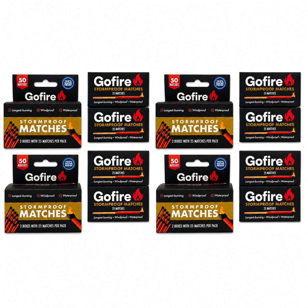 GoFire - Stormproof Matches - Waterproof Windproof - 50 count per Box - 4 Pack