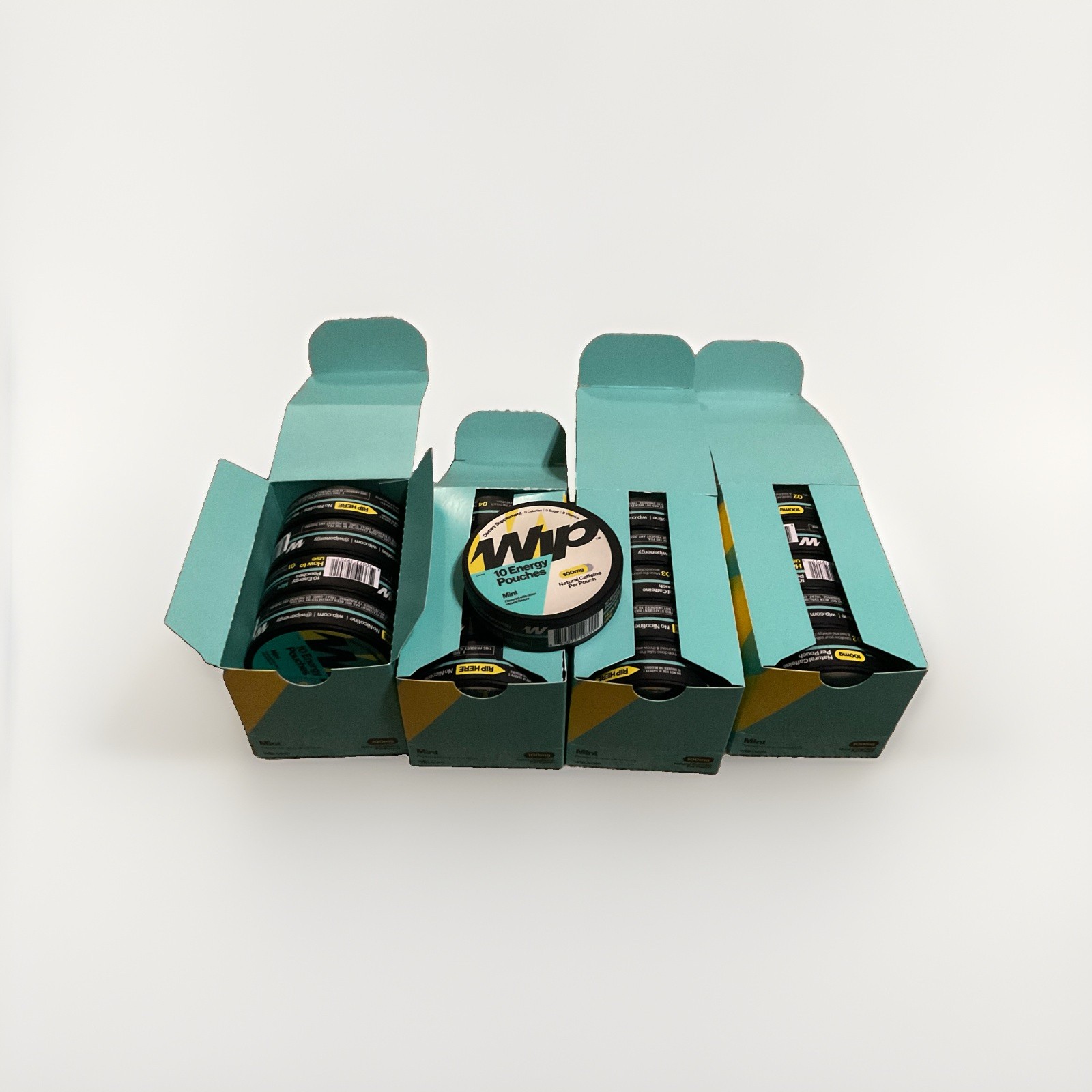 Wip Energy Pouches | 100mg  (4 box of 5 tins), Mint, 200 Pouches