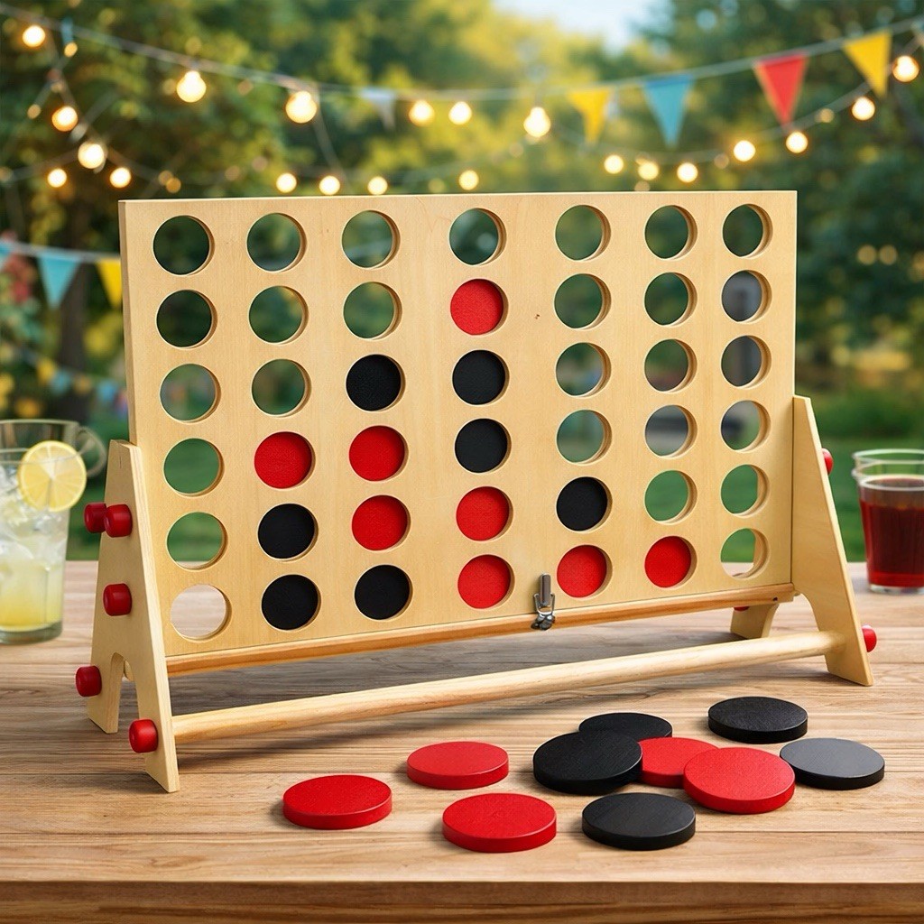 Giant Connect Four Game | Wooden Jumbo 4 to Score Drop Four Large Tabletop Fun